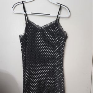 Free People Margot 2fer Slip Dress Polka Dot Lace Hem Floral Sz 0 fits like medi